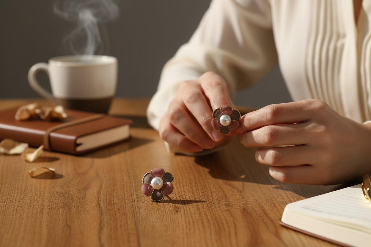 Dusk Petals Pearl Stud Earrings